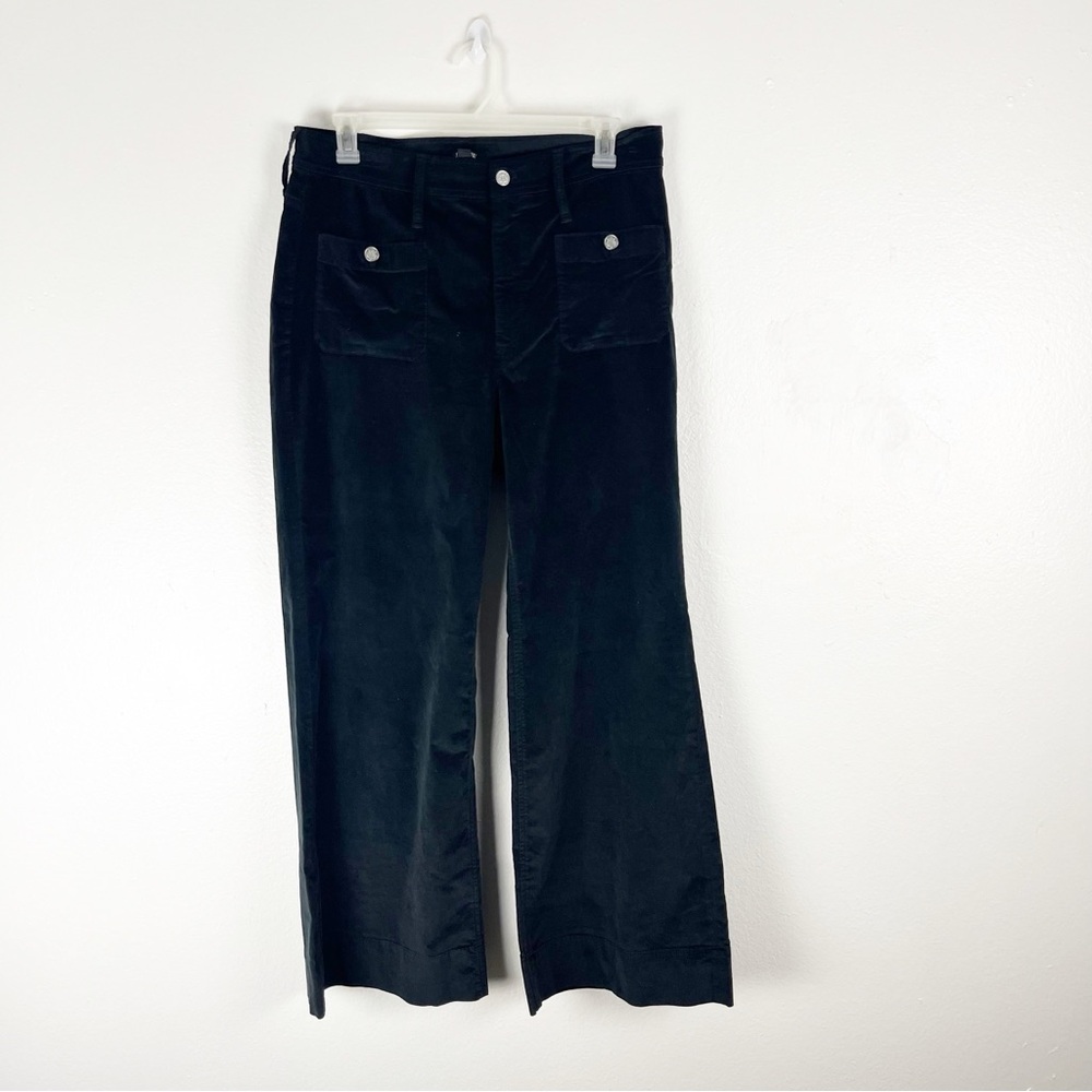 J. CREW Black High Rise Wide Leg Velvet Velour Sailor Trouser Pants 33 Neutral